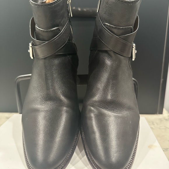 Coach Boots Womens 9 B Lannah Ankle Booties Buckle Straps Black Leather Zipper - Picture 12 of 15
